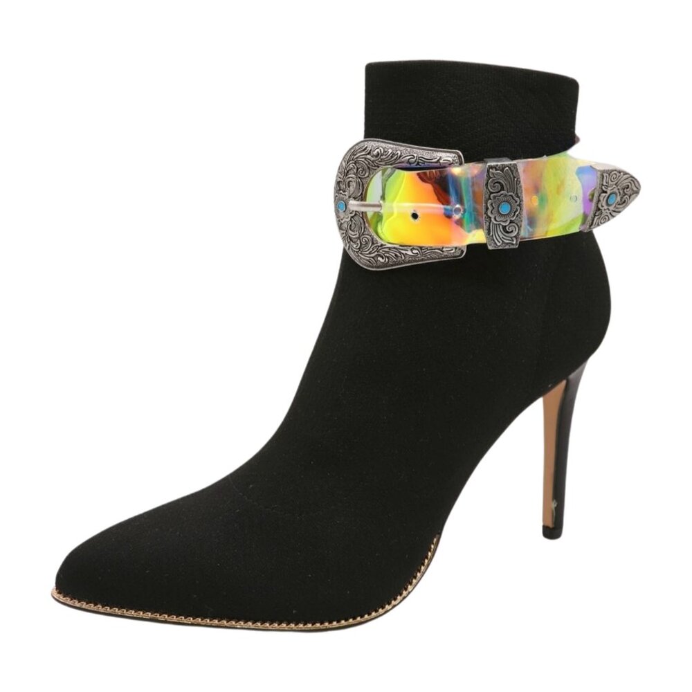 New Women Boot Strap Bracelet Western Silver Metal Belt Buckle Shoe Band Charm